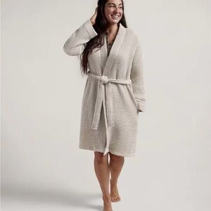 Women's Cream Waffle Knit Robe